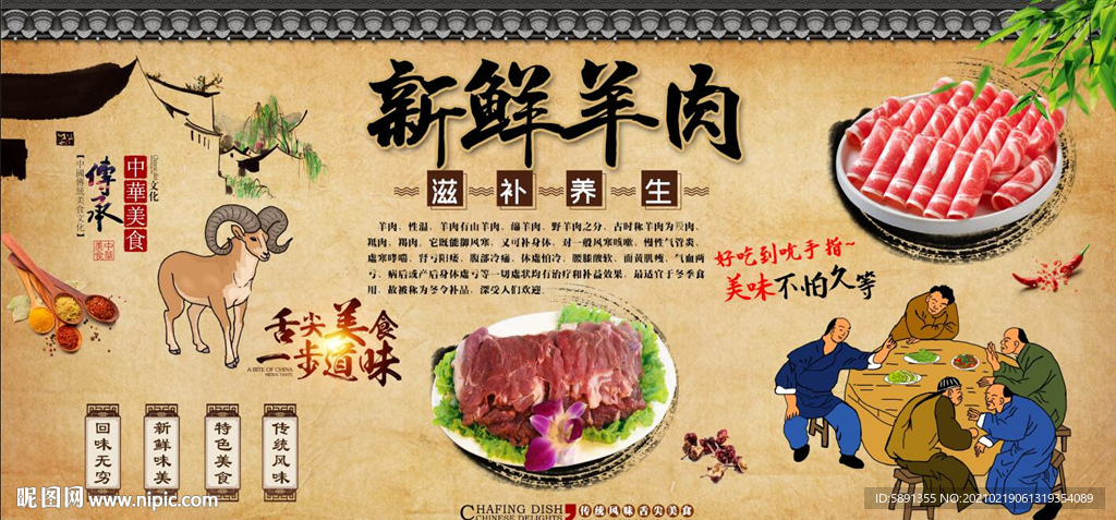 鲜羊肉背景墙