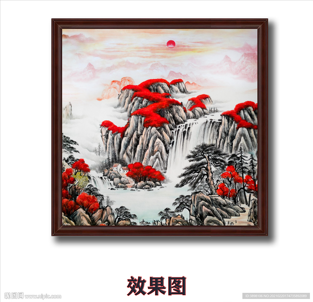 旭日东升鸿运当头正方形装饰画