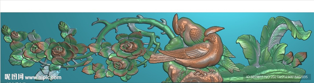 灰度 扫描 精雕 花鸟