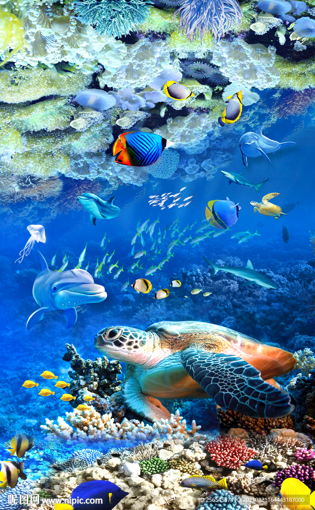 海底世界海龟街头地画