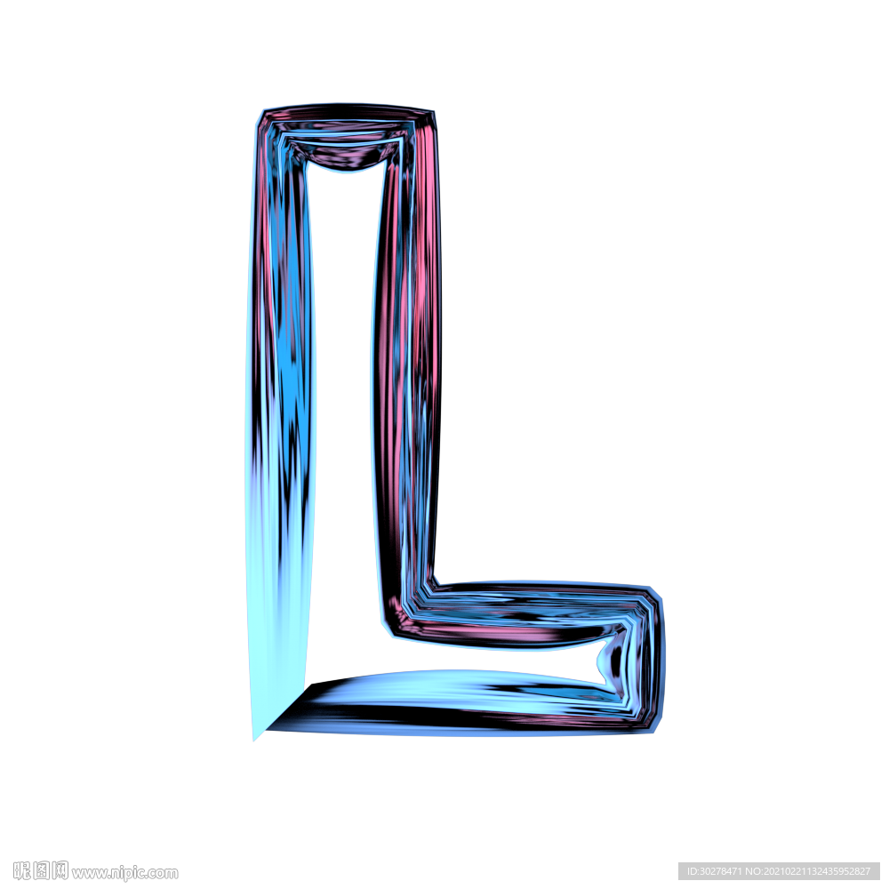 C4D渐变字体英文字母L