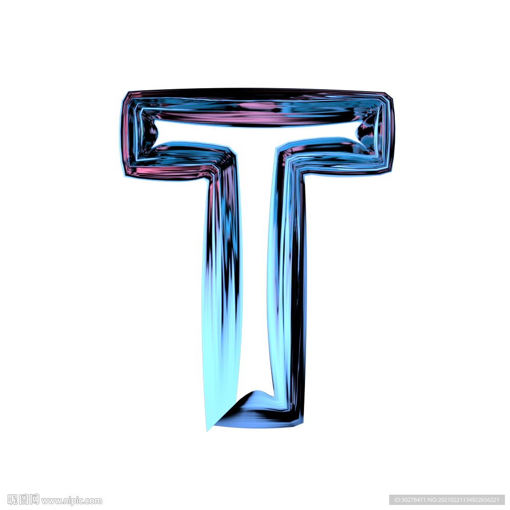 C4D渐变字体英文字母T
