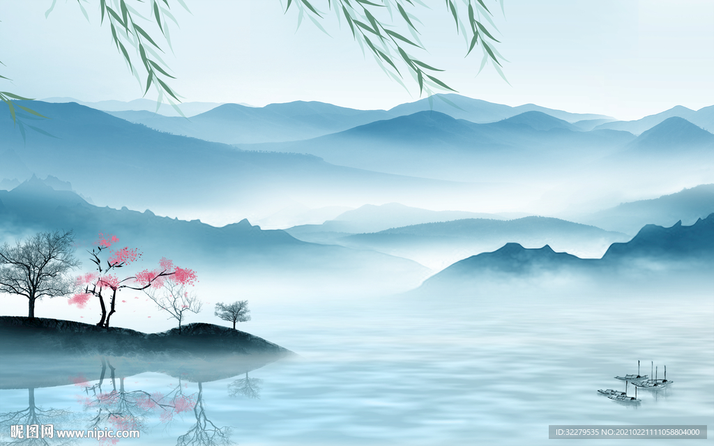 别墅高端新山水画 文件分层画