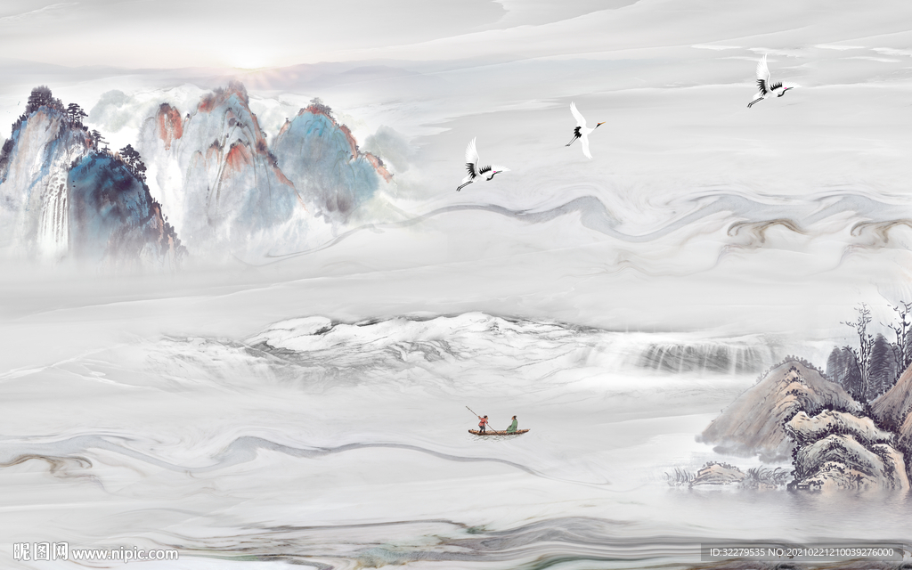 高清 高端新山水画 文件分层画