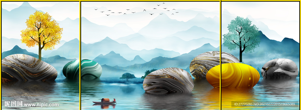 石来运转山水装饰画