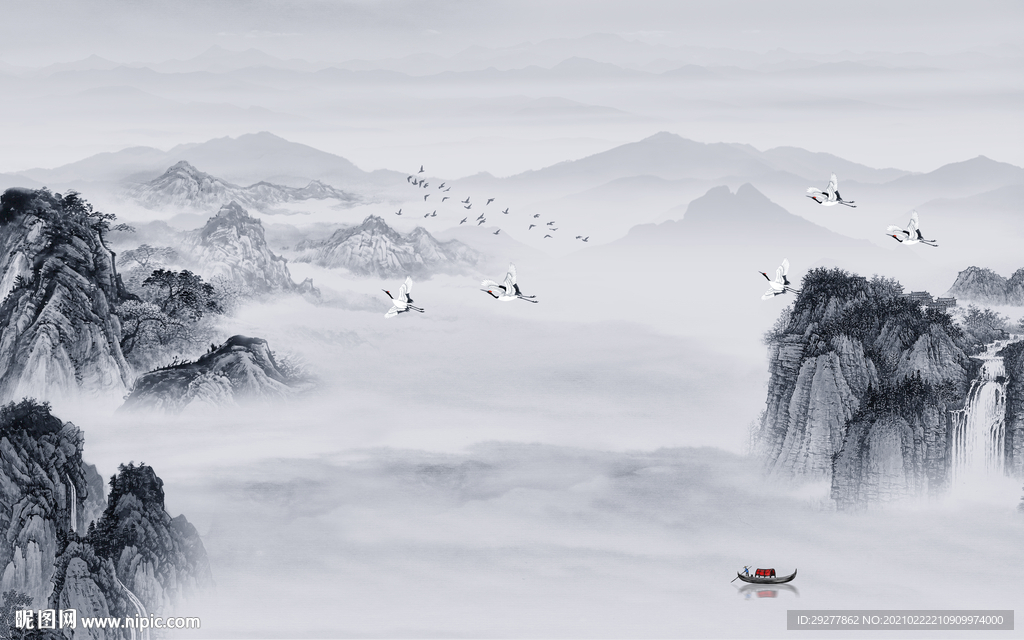 高端轻奢新山水画 TIF分层