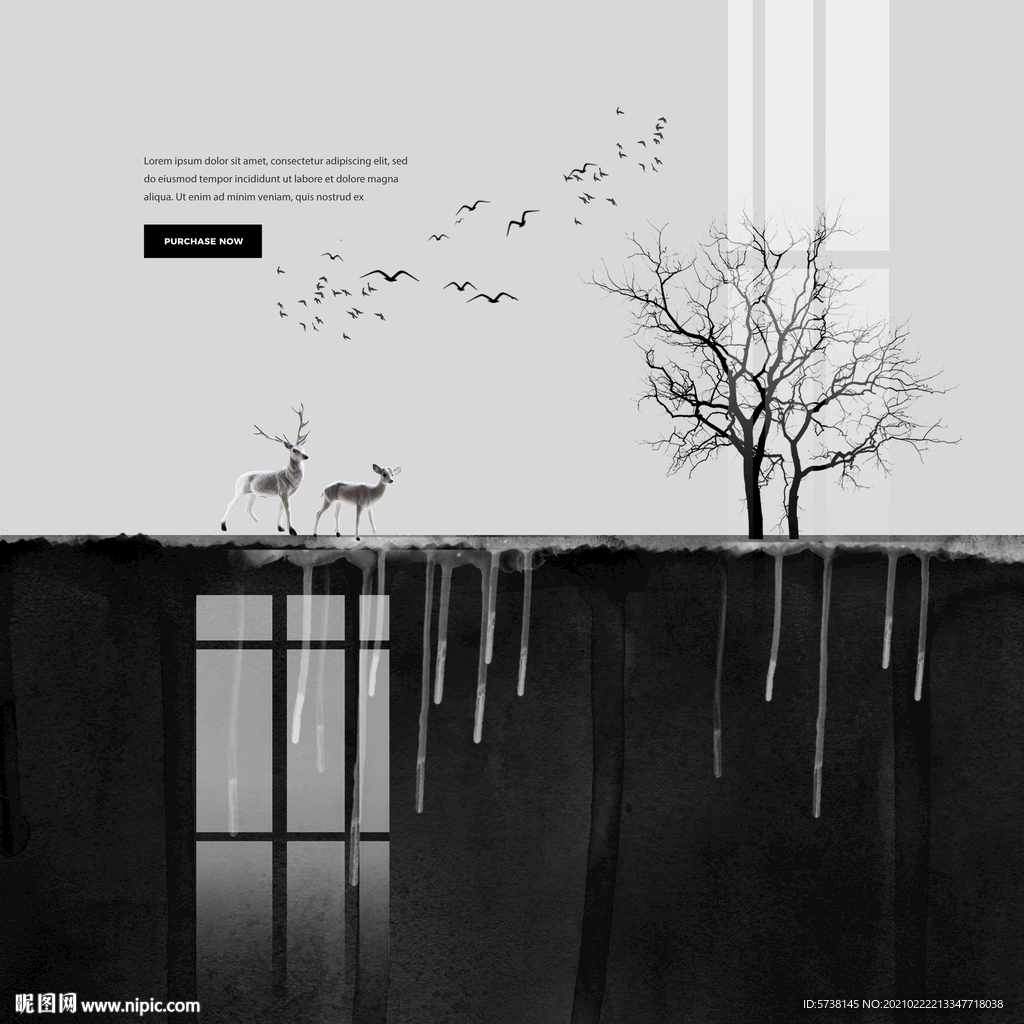 北欧麋鹿树玄关电视背景素材装饰