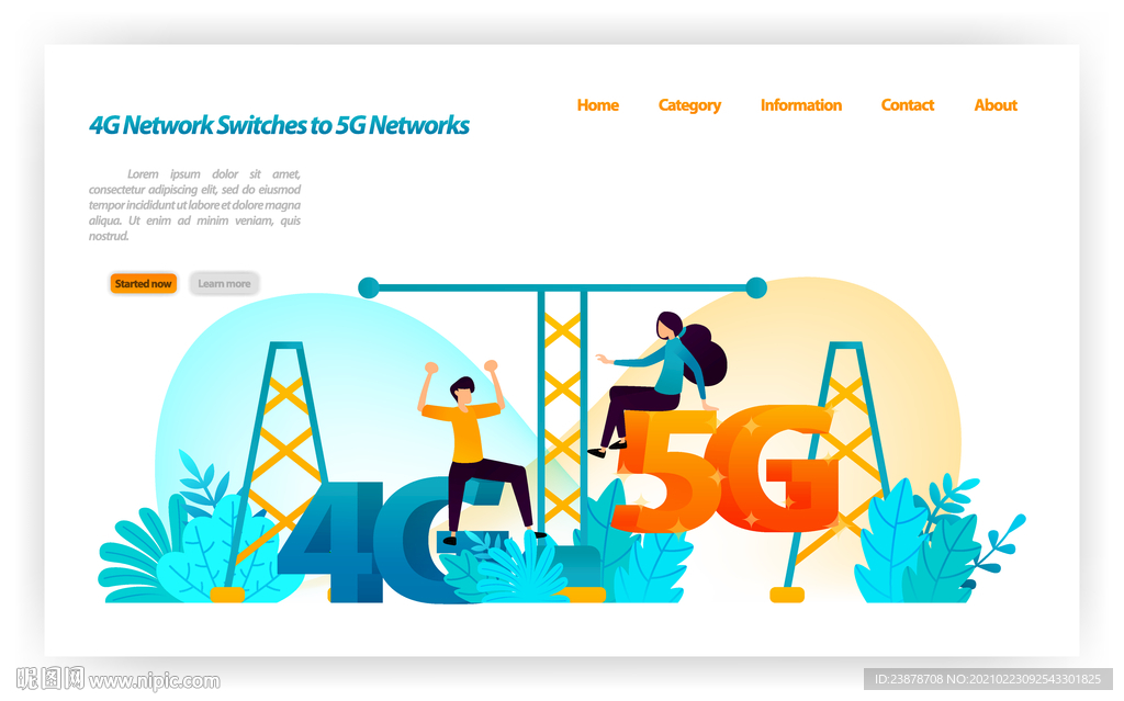 4G 5G 插画