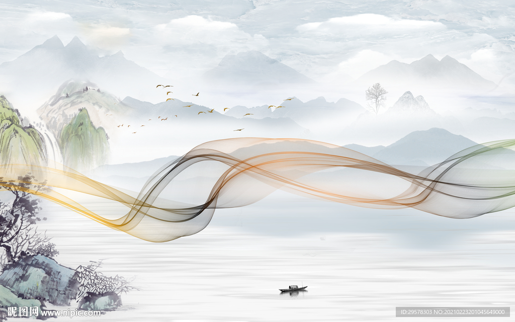 现代客厅爆款山水 TIF分层