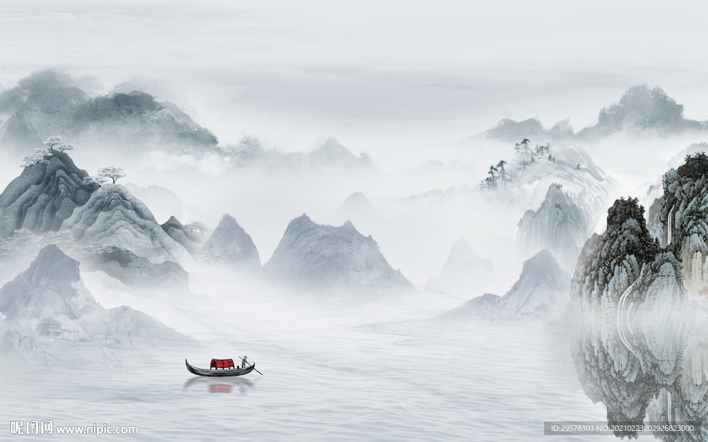 中式客厅爆款山水 TIF分层