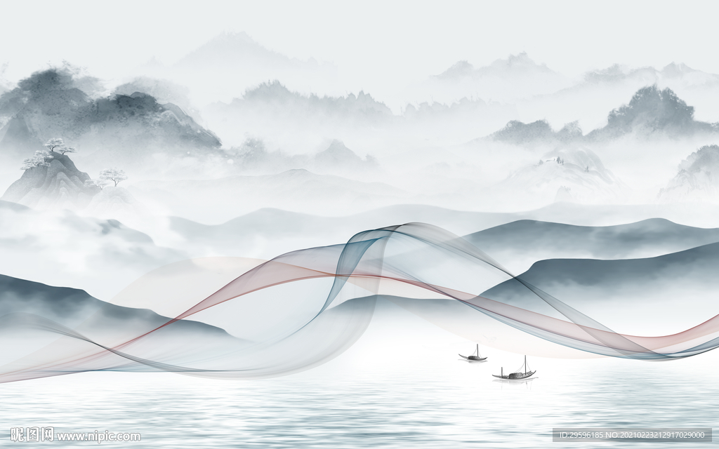 人气 新现代山水画 tif分层