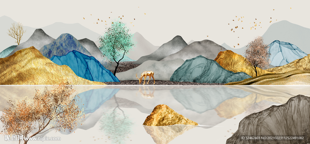 轻奢山水装饰画