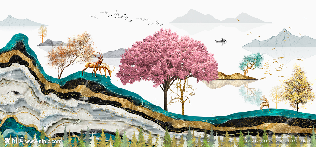 轻奢山水装饰画