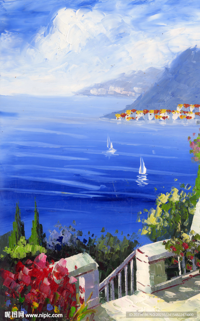 欧式风景画地中海风格壁画