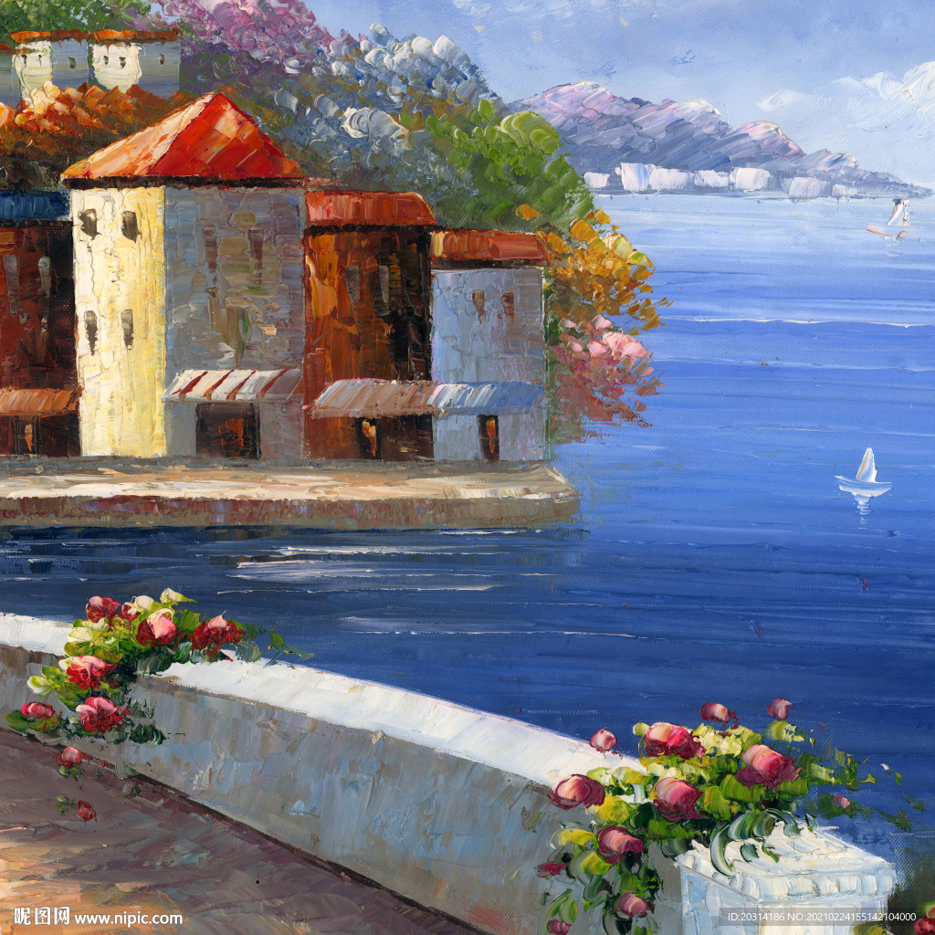地中海风景壁画