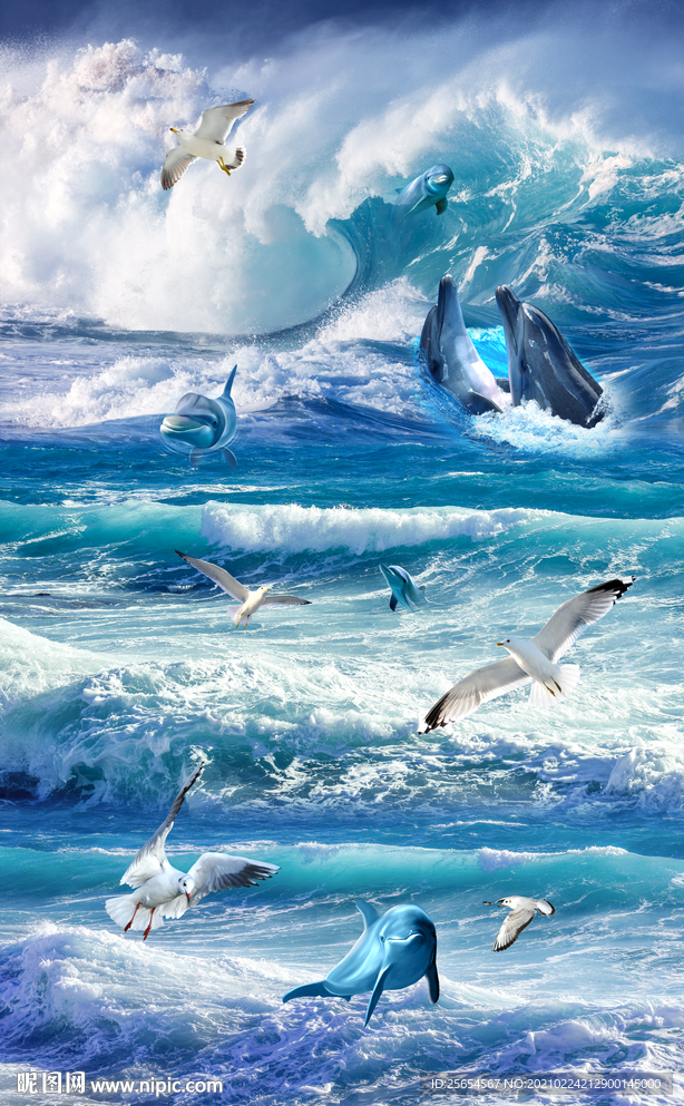 海浪3D立体地板地画