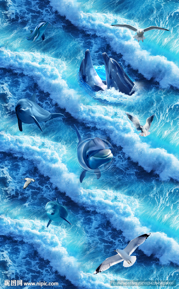 浪花海浪3D地板地砖