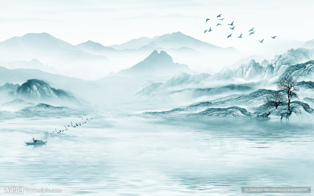 意境新山水客厅画 tif分层