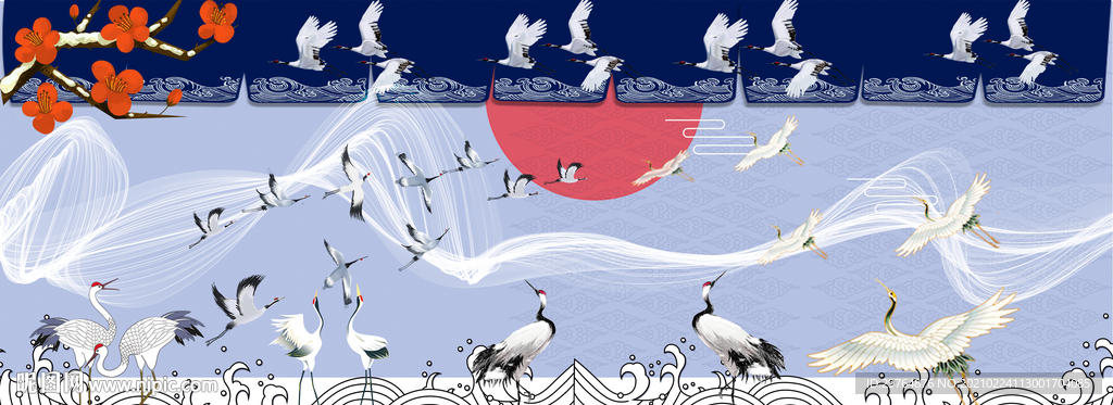 国潮天鹅装饰画