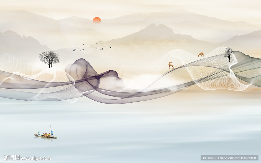 新款新背景墙山水 TIF分层