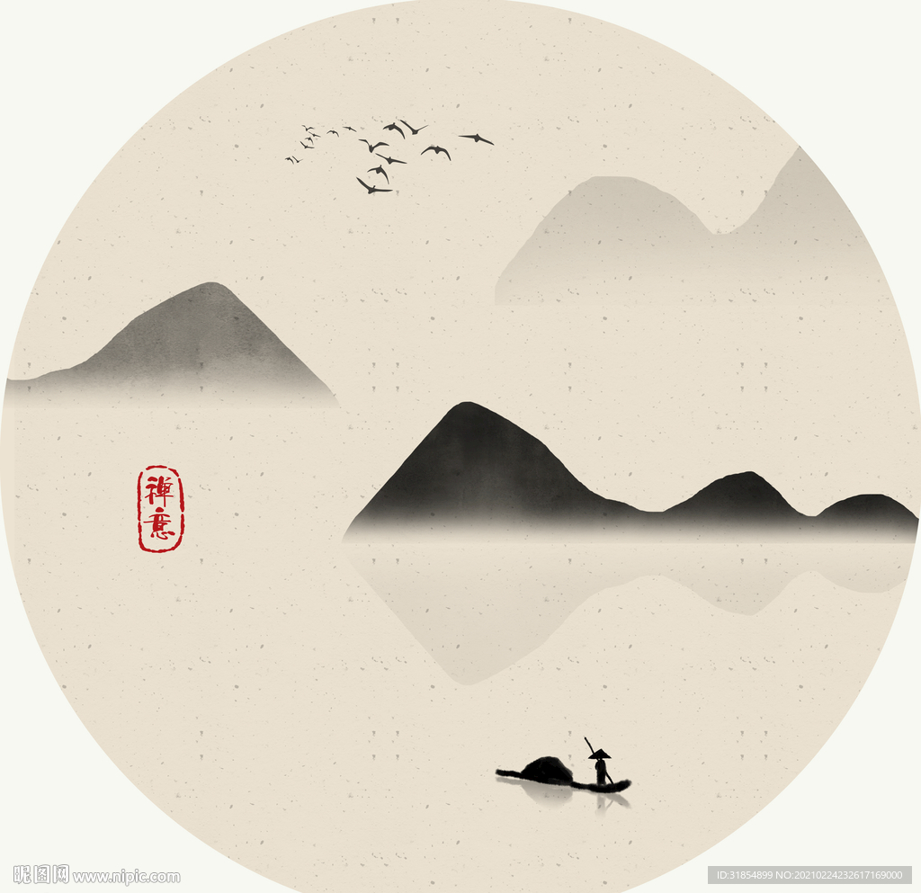 禅意境水墨山水