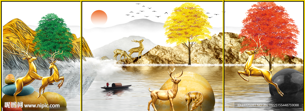 中式山水石来运转图