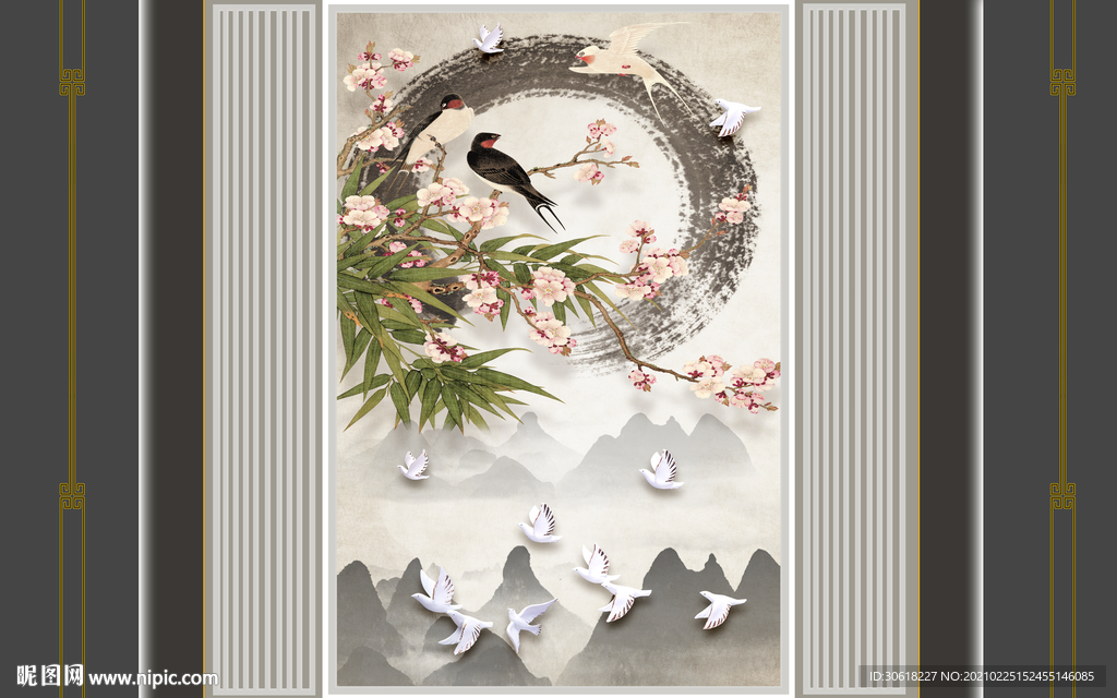 新中式背景墙