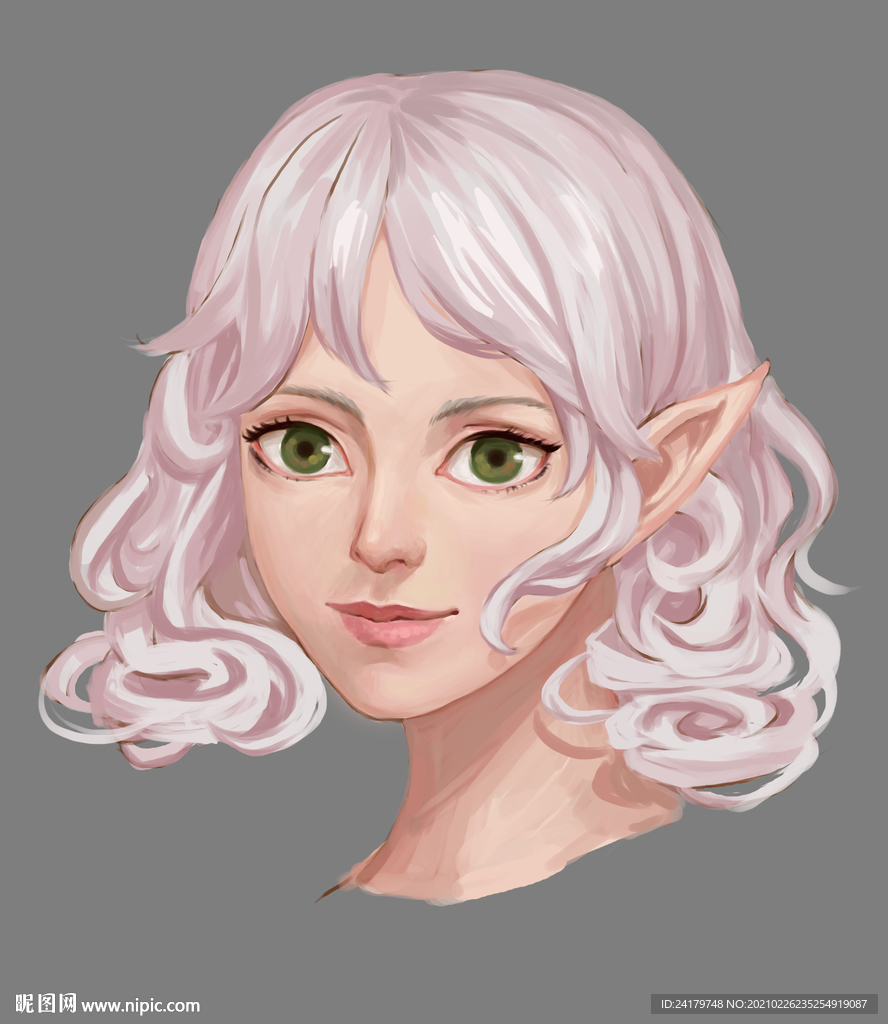 手绘CG厚涂妖精美女漫画