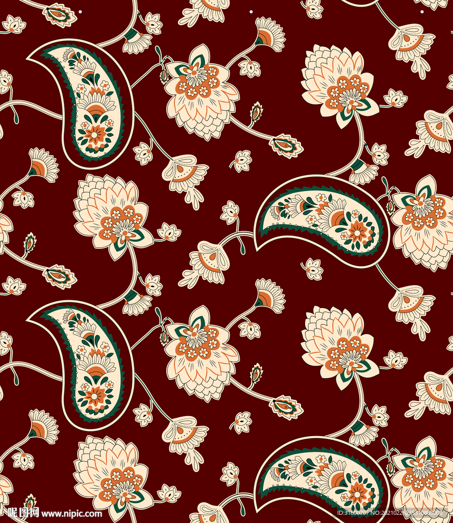 民族风腰果小碎花