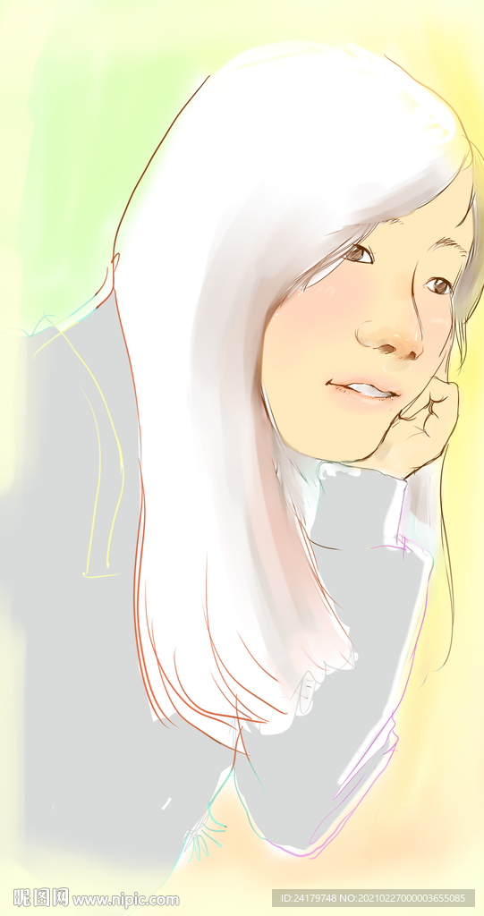 长发妹子卡通漫画
