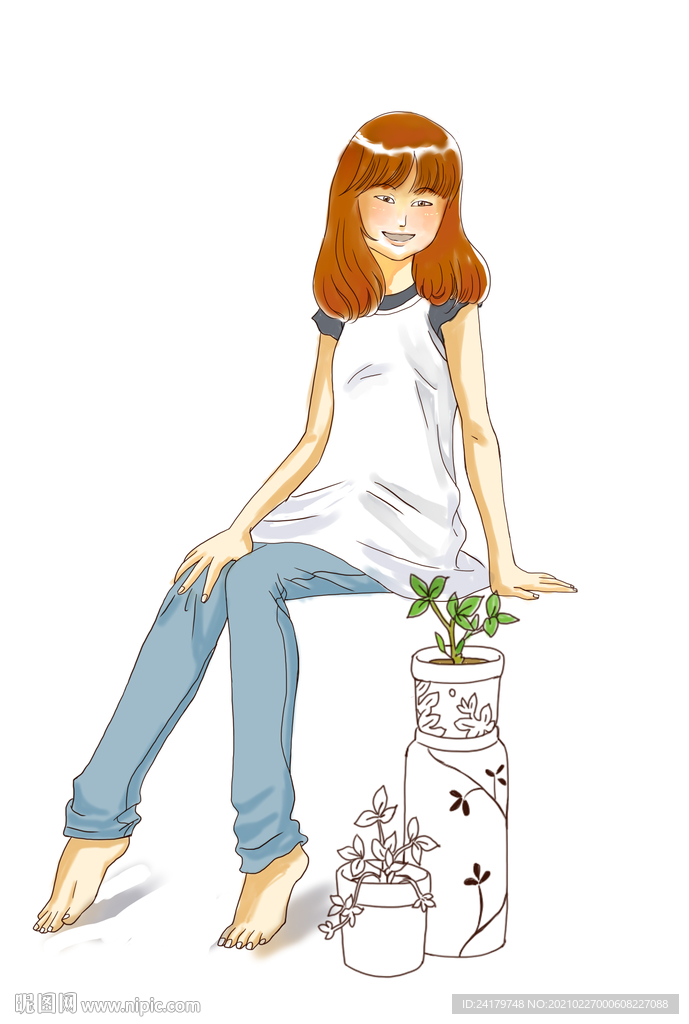 手绘小清新女生