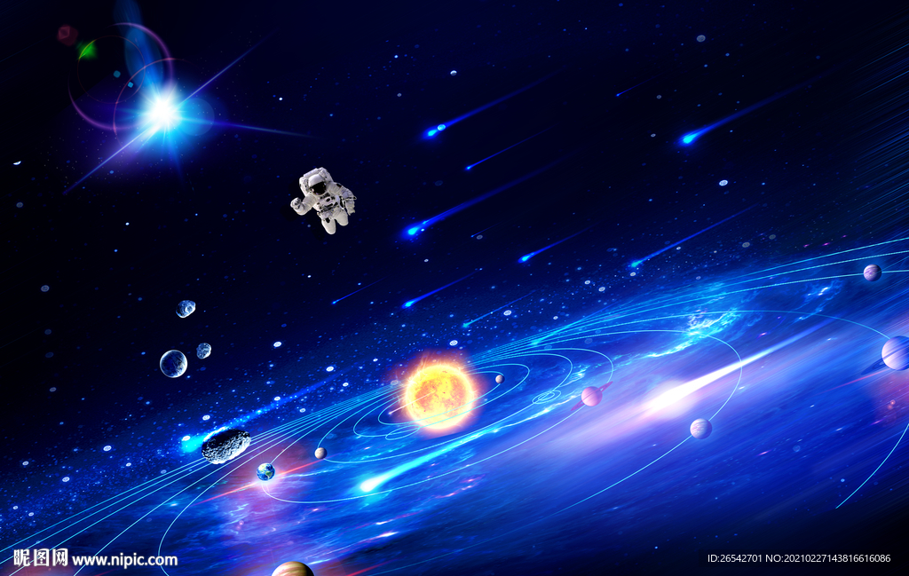 漩涡星系蓝色星空