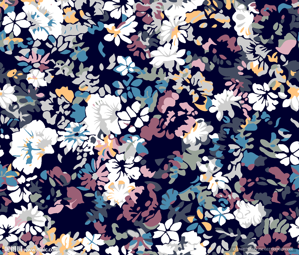 抽象色块小碎花