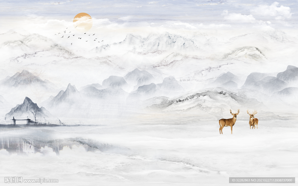 大卖高档山水画 文件分层