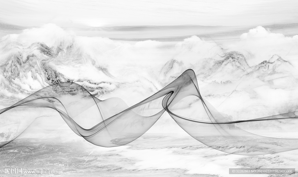 高档人气山水画 文件分层