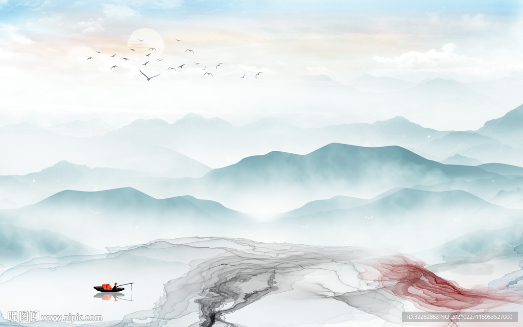 爆款高档山水画 文件分层