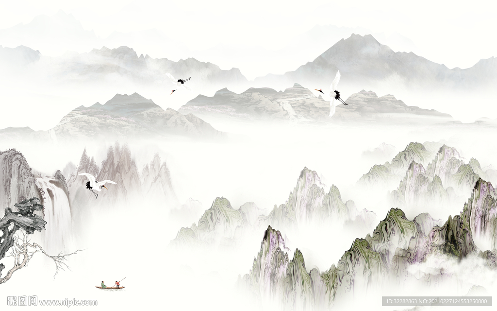 爆款新中式山水画 文件分层