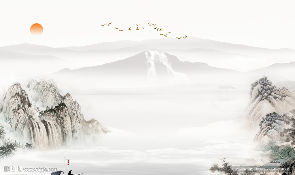 新上架新中式山水画 文件分层