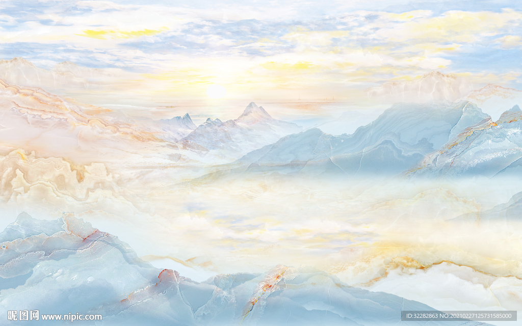 石纹高档山水画 文件分层