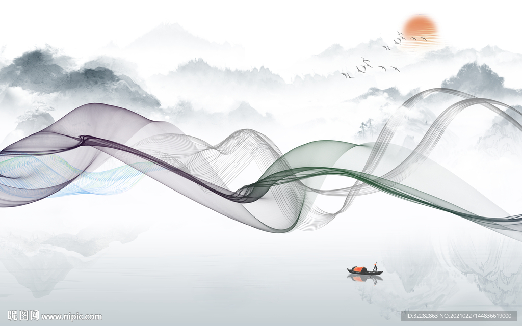 新款高清山水画 文件分层