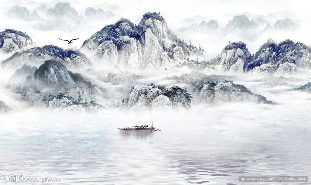 高级高清山水画 文件分层