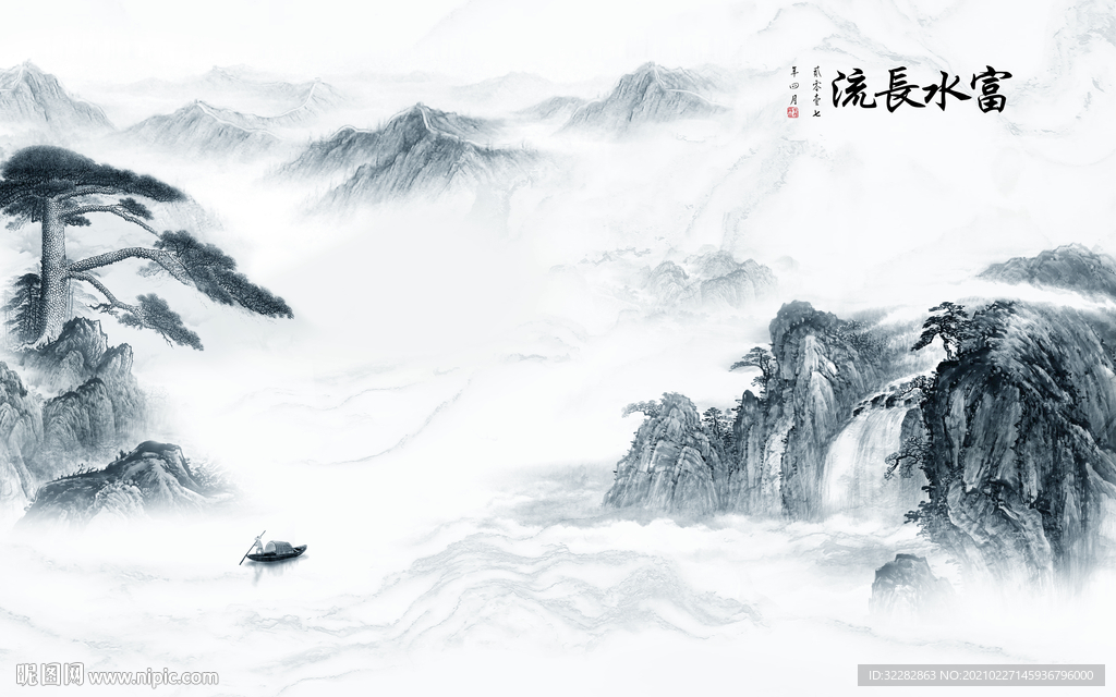 中国风高清山水画 文件分层