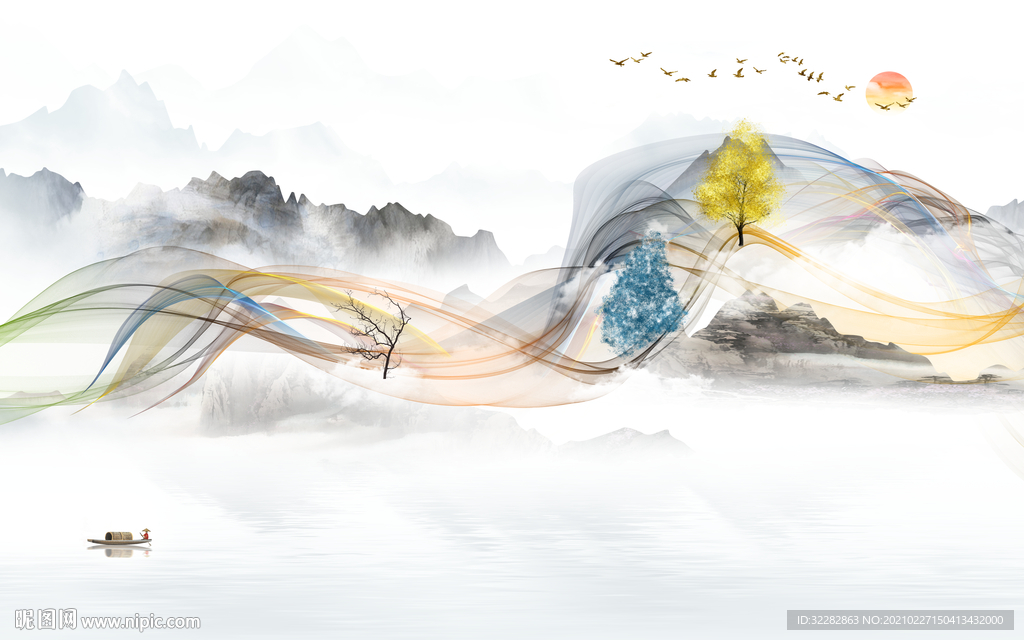 豪华高清山水画 文件分层