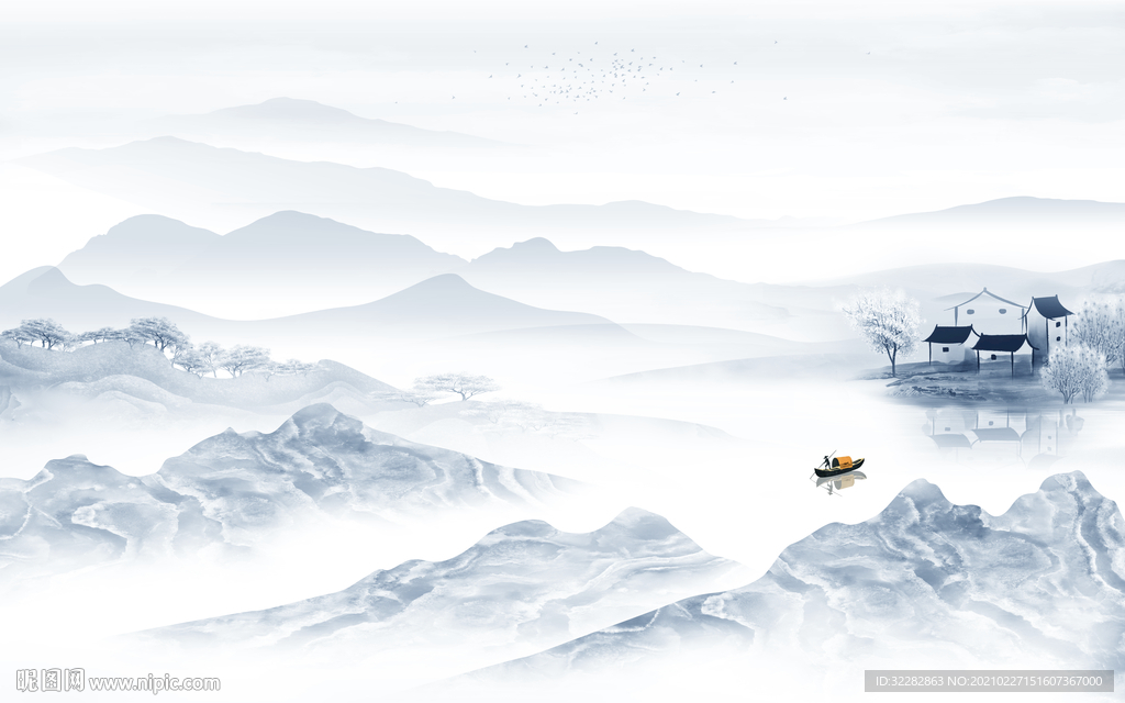 现江南高清山水画 文件分层