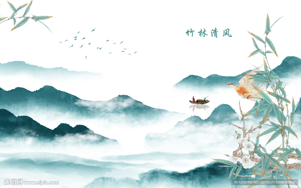 简约高清山水画 文件分层