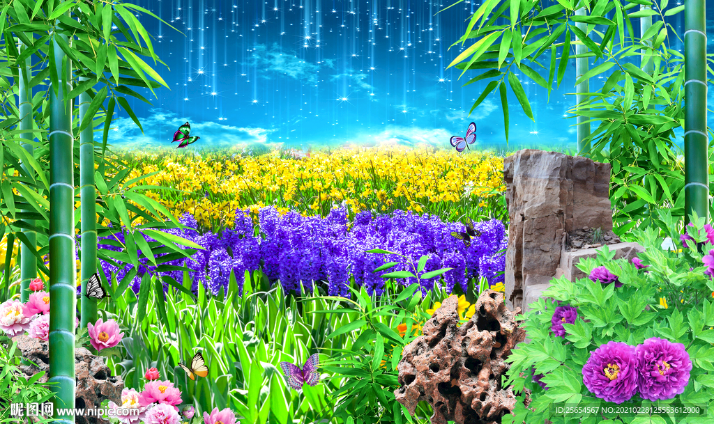 绿色草地背景墙装饰画