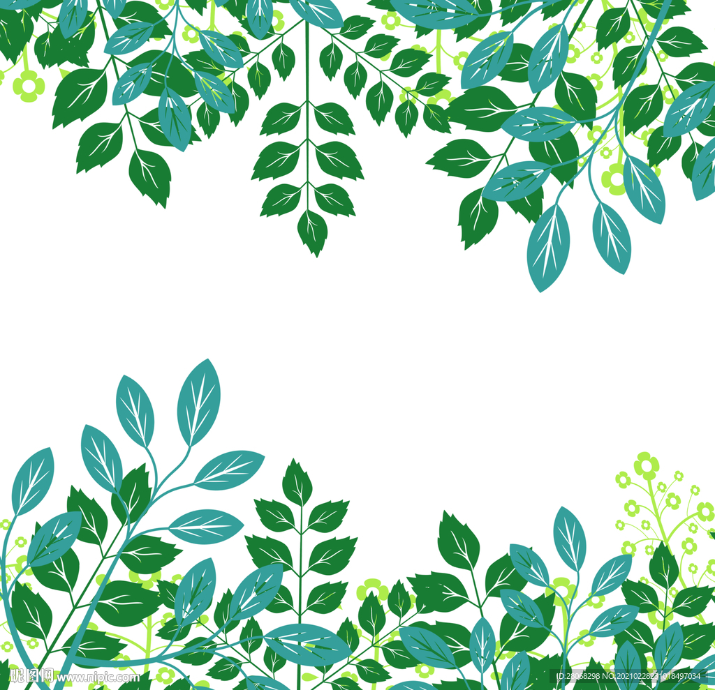 绿色卡通植物树叶元素