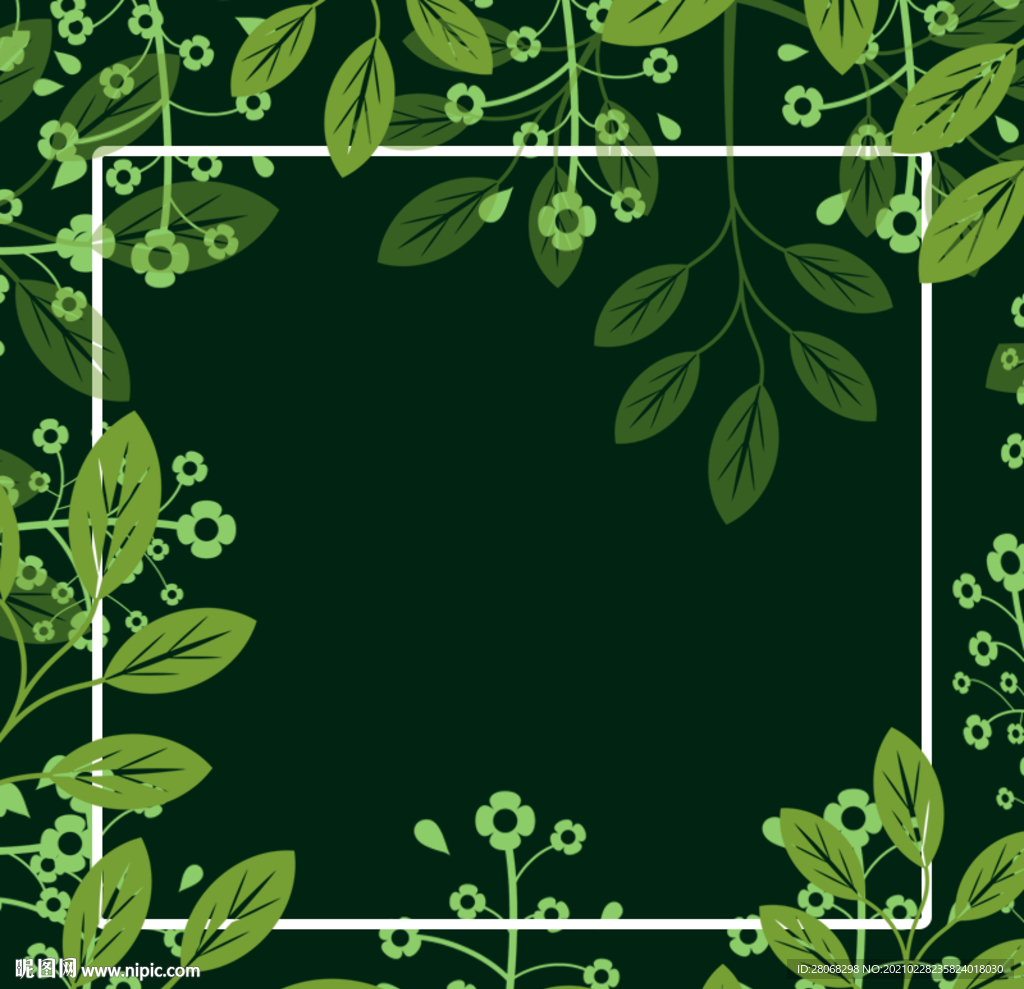 绿色装饰树叶插画背景