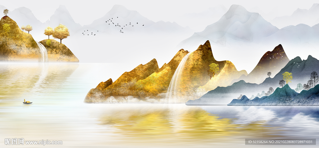 金色山水画