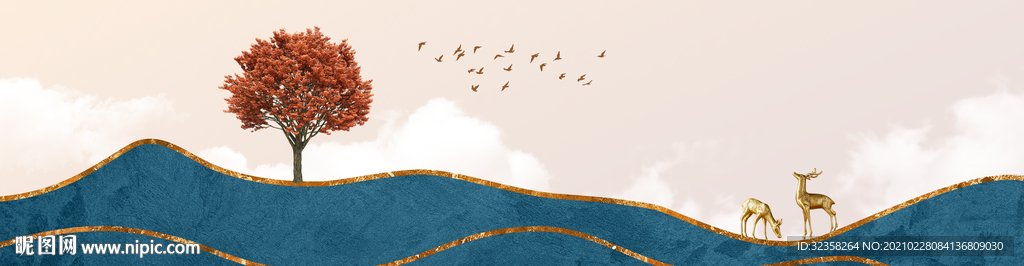 抽象麋鹿装饰画